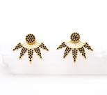 Brinco Leque Zircônias Pretas Banhado em Ouro 18K