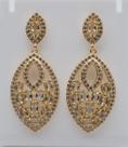 Brinco Luxo Gota Cravejado com Zircônia Cristal e Champagne Banhado em Ouro 18K
