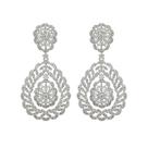 Brinco Luxury Flor com Gota Zircônia Cristal Banhado a Prata