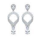 Brinco Luxury Gotas Zircônia Cristal Banhado a Prata
