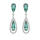Brinco Luxury Gotas Zircônia Turmalina e Cristal Banhado a Prata