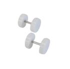 Brinco Masculino Falso Alargador de Aço Inox Branco Redondo PAR