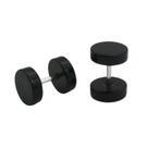 Brinco Masculino Falso Alargador de Aço Inox Preto Redondo PAR