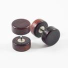 Brinco Masculino Falso Alargador de Madeira e Aço Verniz 10 mm - PAR
