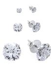Brinco Masculino Prata Pura 925 Pedra Diamante Cz