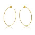 Brinco Maxi argola grande aro liso banhada a ouro 18K
