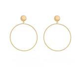 Brinco maxi base de esfera lisa banhado a ouro - joia de moda