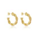 Brinco Meia Argola 2 Fios Torcido 5X25mm Banhado a Ouro 18k