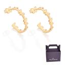 Brinco Meia Argola Borboletas Banhado a Ouro Rommanel 527374 Brinco Meia Argola Borboletas Banhado a Ouro Rommanel 527374