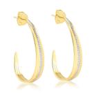 Brinco Meia Argola Com Pedras De Zircônia Folheado A Ouro Brinco Meia Argola Com Pedras De Zircônia Folheado A Ouro