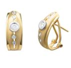 Brinco Meia Argola Em Ouro 18k Com Diamantes