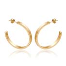 Brinco Meia Argola Fio Quadrado Banhado a Ouro 18k 35mm