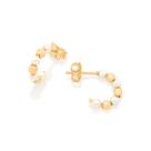 Brinco meia argola folheado a ouro com pérolas Cód. 526648