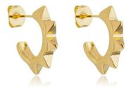 Brinco Meia Argola Jade Spike Pequena Banhado em Ouro 18k