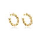 Brinco Meia Argola Torcido 8x40mm Banhado a Ouro - Semijoia