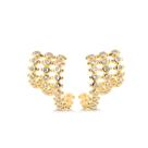 Brinco Meia Argola Três Filetes Cristal Folheado Ouro