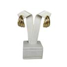 Brinco Meia Argola Tripla Aço Inox Banhado Ouro 18K Feminino