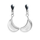 Brinco Meia Lua Pedra Cristal Natural Ranhurado Prateado Brinco Meia Lua Pedra Cristal Natural Ranhurado Prateado