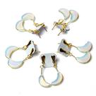 Brinco Meia Lua Pedra da Lua Opalina Ranhurado Dourado - 7mm e 10mm
