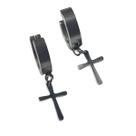 Brinco Metal Argola com Cruz Prata - Aço Inoxidavel Brinco Metal Argola com Cruz Prata - Aço Inoxidavel