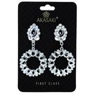 Brinco Metal Strass Semijoia Ródio Branco Akasaki BC0761