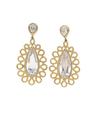 Brinco Metal Trabalhado Com Cristais Lapidados Transparentes