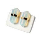 Brinco Micro Bi Ponta Pedra da Lua Envolto Banho Dourado