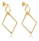 Brinco Mila Losango Duplo Achatado banhado em ouro 18k