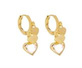 Brinco Mini Argola Coração Zircônia Rosa Banhado em Ouro 18K
