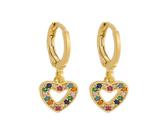 Brinco Mini Argola Coração Zircônias Coloridas Banhado em Ouro 18K