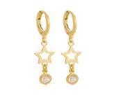 Brinco Mini Argola Estrela com Zircônia Cristal Banhado em Ouro 18K