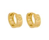Brinco Mini Argola Larga com Detalhes Banhada em Ouro 18K