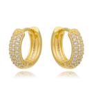 Brinco mini argolinha com 3 carreiras de micro zircônias banhado a ouro 18K