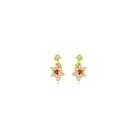Brinco Mini Flor Colorida Banhada a Ouro 18k
