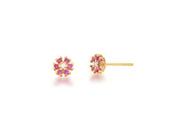 Brinco mini flor rubi banhado a ouro - zircônias - 5mm