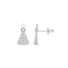 Brinco Mini Nossa Senhora Aparecida Micro Zircônia Cristal Banhado a Prata