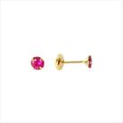 Brinco Mini Ponto de Luz em Zircônia Pink Tarraxa Baby Banho Ouro 18k Hipoalergênico
