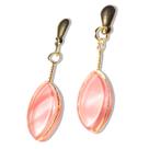 Brinco Navete Pedra Cherry Rosa Acabamento Folha Dourado Brinco Navete Pedra Cherry Rosa Acabamento Folha Dourado