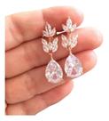 Brinco Noiva Pedra Zirconia Dourado Ou Prata Gota Debutante Brinco Noiva Pedra Zirconia Dourado Ou Prata Gota Debutante