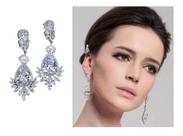 Brinco Noiva Zirconia Prata Festa Debutante Luxo Pendurado Brinco Noiva Zirconia Prata Festa Debutante Luxo Pendurado
