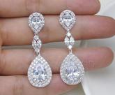 Brinco Noiva Zirconia Prata Formatura Debutante Gota Grande