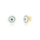 Brinco Olho Grego Cravejado Feminino Folheado A Ouro 18k Brinco Olho Grego Cravejado Feminino Folheado A Ouro 18k