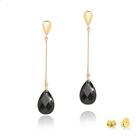 Brinco Ouro 18k 0,750 Com Gota Briolet Zircônia