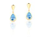 Brinco Ouro 18k 750 Gota Pedra Zircônia Pingente Par Adulto Azul