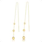 Brinco Ouro 18k 750 Passante Pendente com Bolas