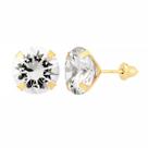 Brinco Ouro 18k 750 Pedra 8mm Solitário Antialérgico Adulto Cálice