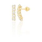 Brinco Ouro 18k 750 Pedras Zircônia Aparador Meia Argola Par