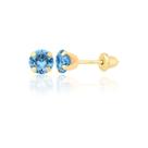 Brinco Ouro 18k 750 Pedrinha 4mm Infantil 2º Furo Feminino Azul Brinco Ouro 18k 750 Pedrinha 4mm Infantil 2º Furo Feminino Azul