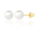 Brinco Ouro 18k 750 Pérola 5mm Feminino 2º Furo Adulto Par