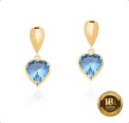 Brinco Ouro 18k Com Coração 7mm De Zircônia